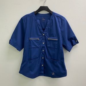 Blue Button-Up Jaanuu Scrub Top
